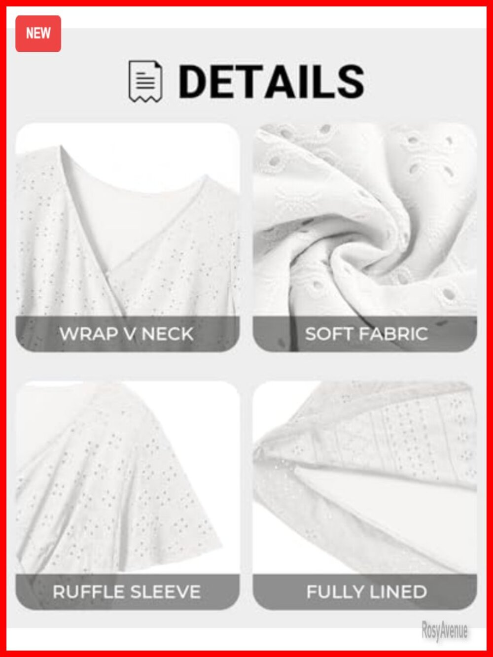 Plus Size Eyelet Midi Dress V-Neck A-Line Casual Summer - Picture 4 of 6